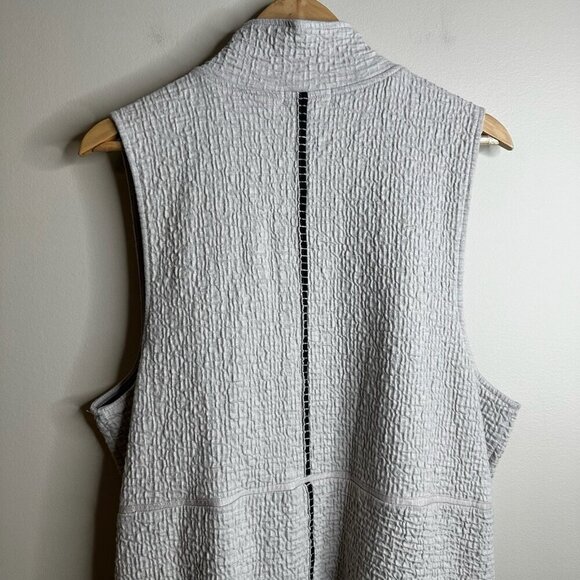 Habitat Sleeveless Beige Gray Full Zip Tunic Vest Sz L Waffle Pockets Lagenlook - Picture 11 of 13